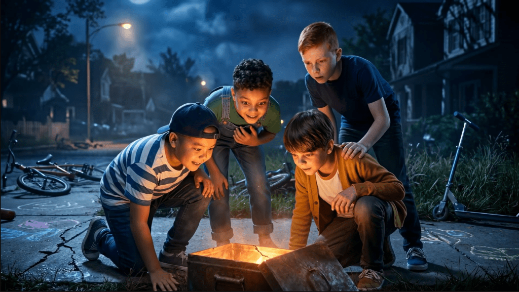 Sidewalk Syndicate recurring cast in dramatic night lighting